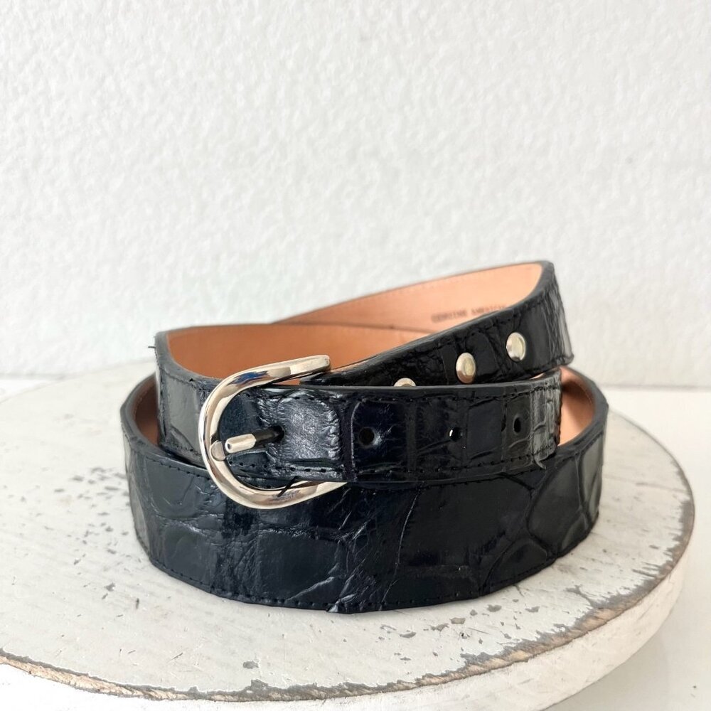 Rod Patrick Boots Mens Western Belt 1.5 in Taper 38 Genuine Black Caiman Leather